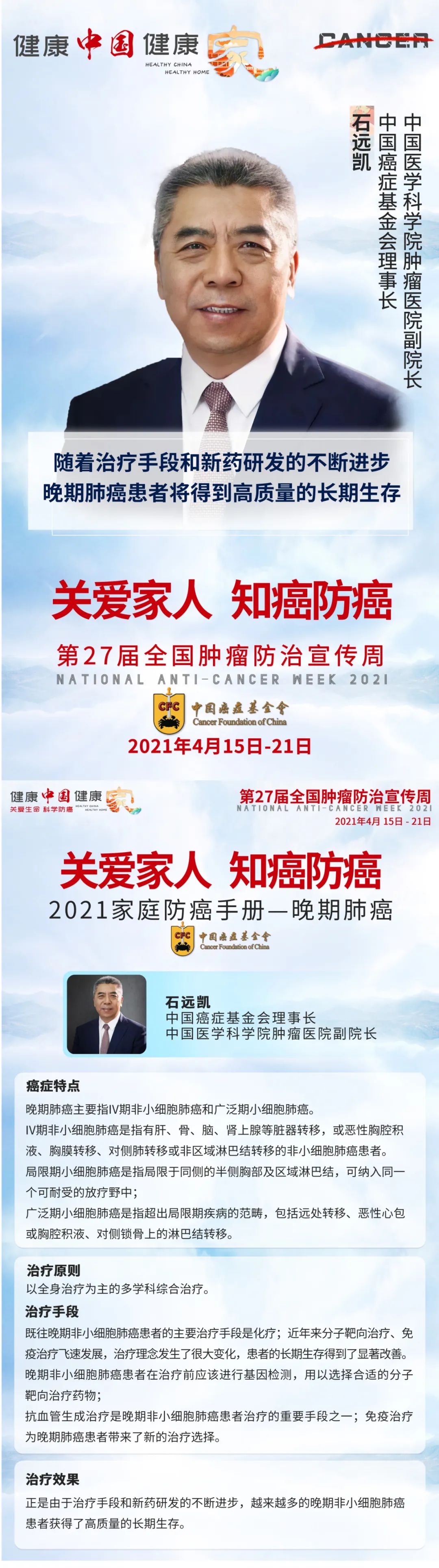 【全国肿瘤防治宣传周】2021家庭防癌手册——早期肺癌,晚期肺癌