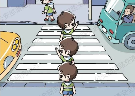 安全提示闯红灯奔跑式过马路步行上下学这些行为不可有